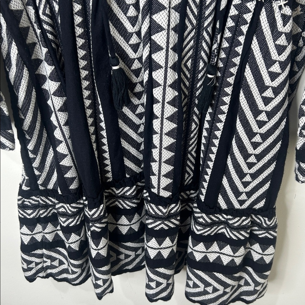 ANTHROPOLOGIE Dominique Tunic Dress Boho Black White Size Small Petite - Picture 12 of 16